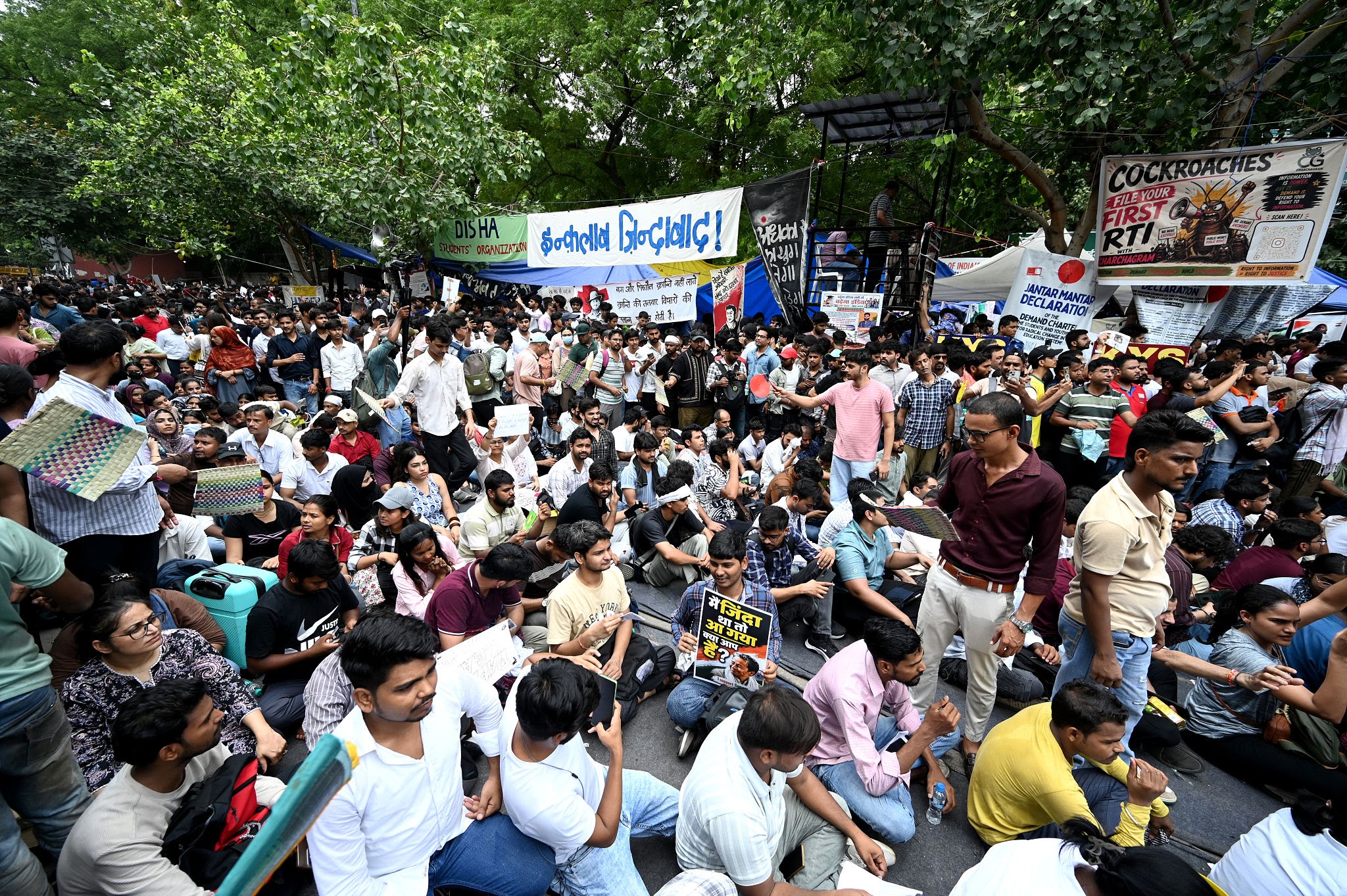 Mass student protest organized by CJP at Jantar Mantar, New Delhi demanding exam integrity